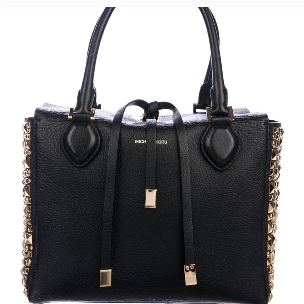 Michael Kors leather Miranda gold studded tote